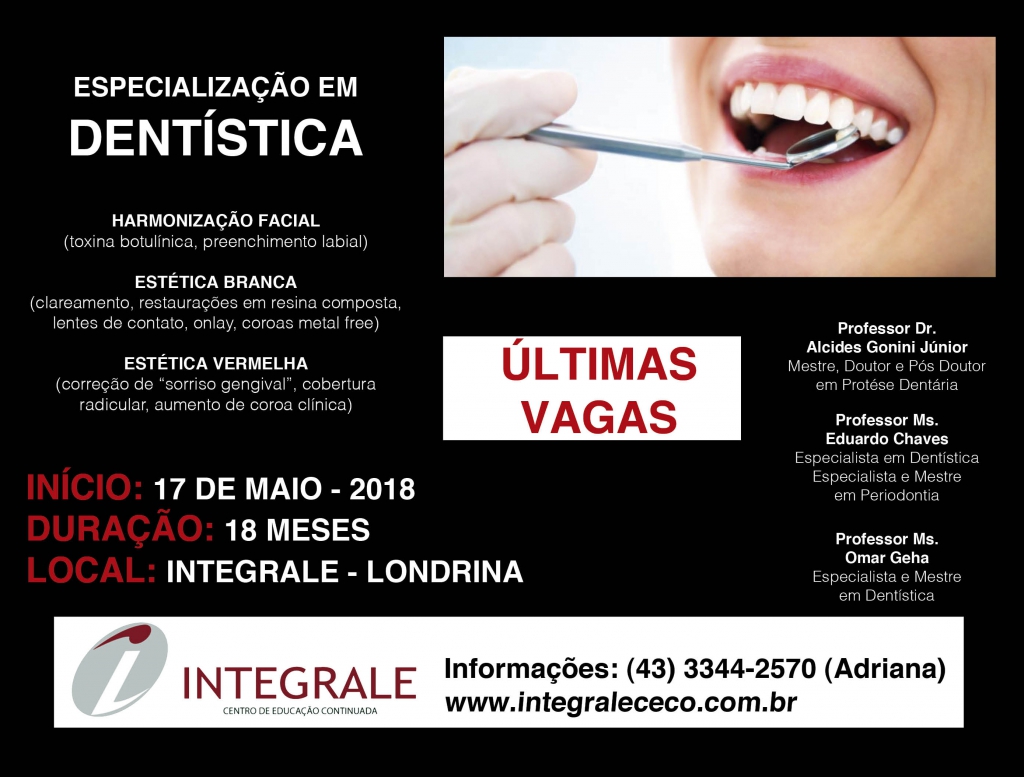 Novidade na Integrale: curso de Dentística começa no dia 17 de Maio!